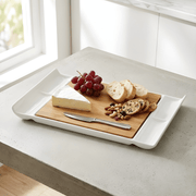 ERNESTO 2-in-1 bamboo and ceramic serving tray with removable cutting board and porcelain dip compartments