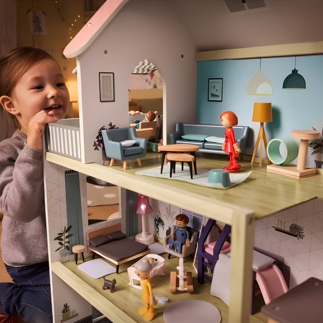 Playtive wooden dollhouse furniture set 15 pieces for kids role play