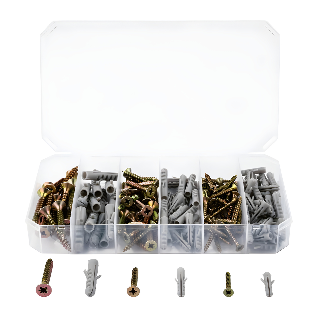 PARKSIDE ASSORTED CHIPBOARD SCREWS & WALL PLUGS 173 PIECES