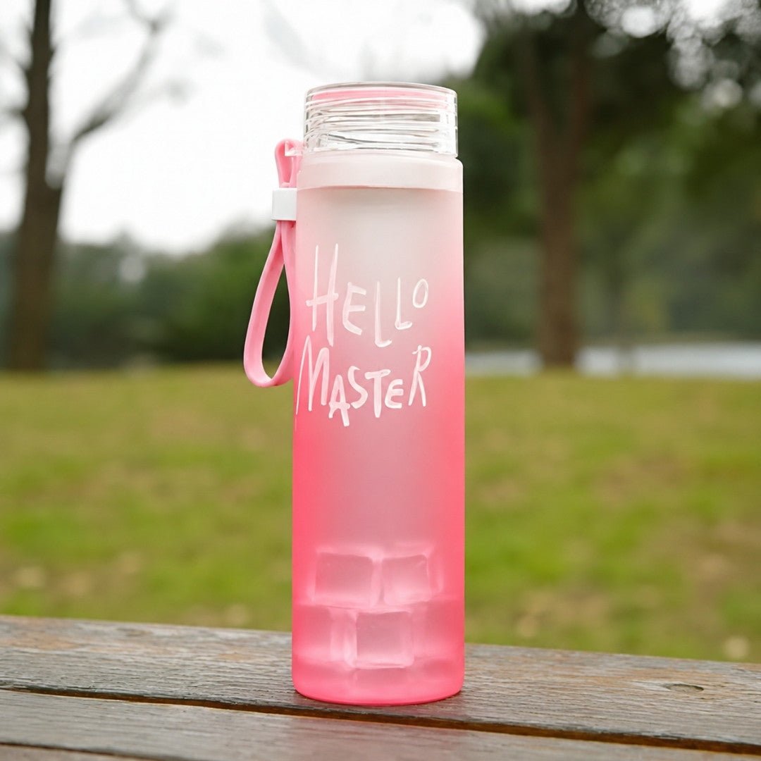 500ml Borosilicate Glass Water Bottle – Gradient Colors with Strap & Sleeve 500ml