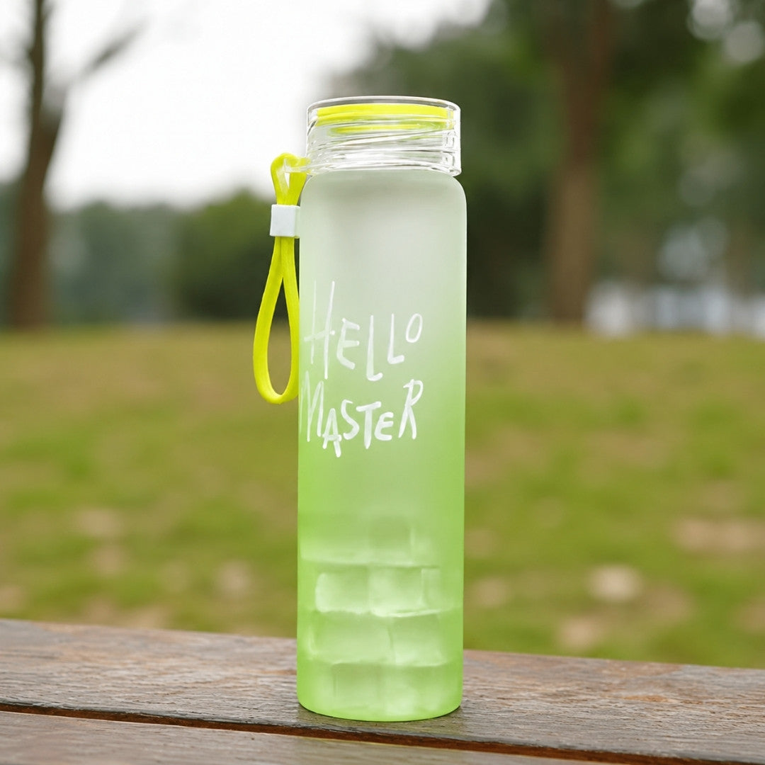 500ml Borosilicate Glass Water Bottle – Gradient Colors with Strap & Sleeve 500ml