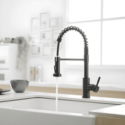 Pull-out kitchen sink faucet with 360 degree rotating spring design