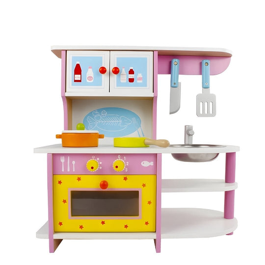 Montessori wooden kids kitchen play set with utensils