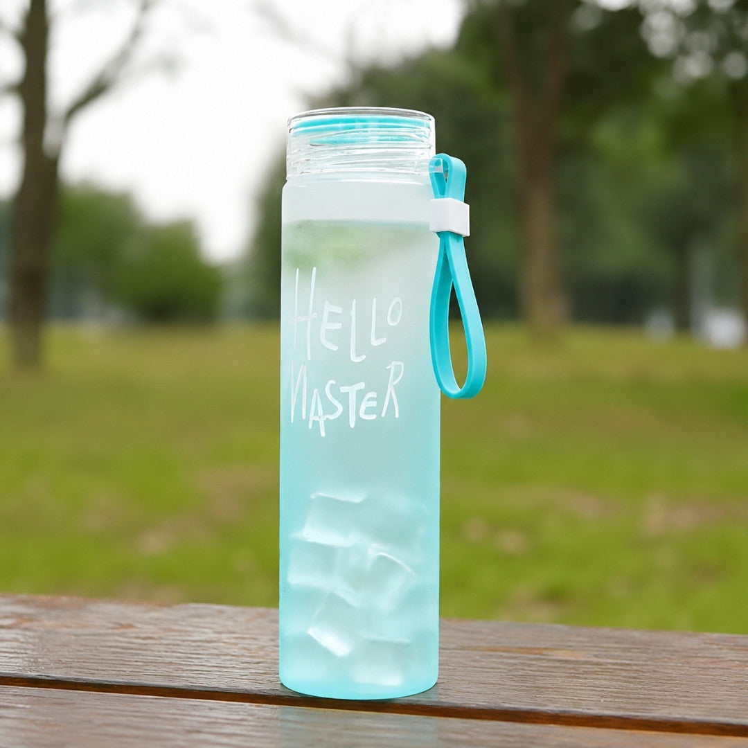 500ml Borosilicate Glass Water Bottle – Gradient Colors with Strap & Sleeve 500ml