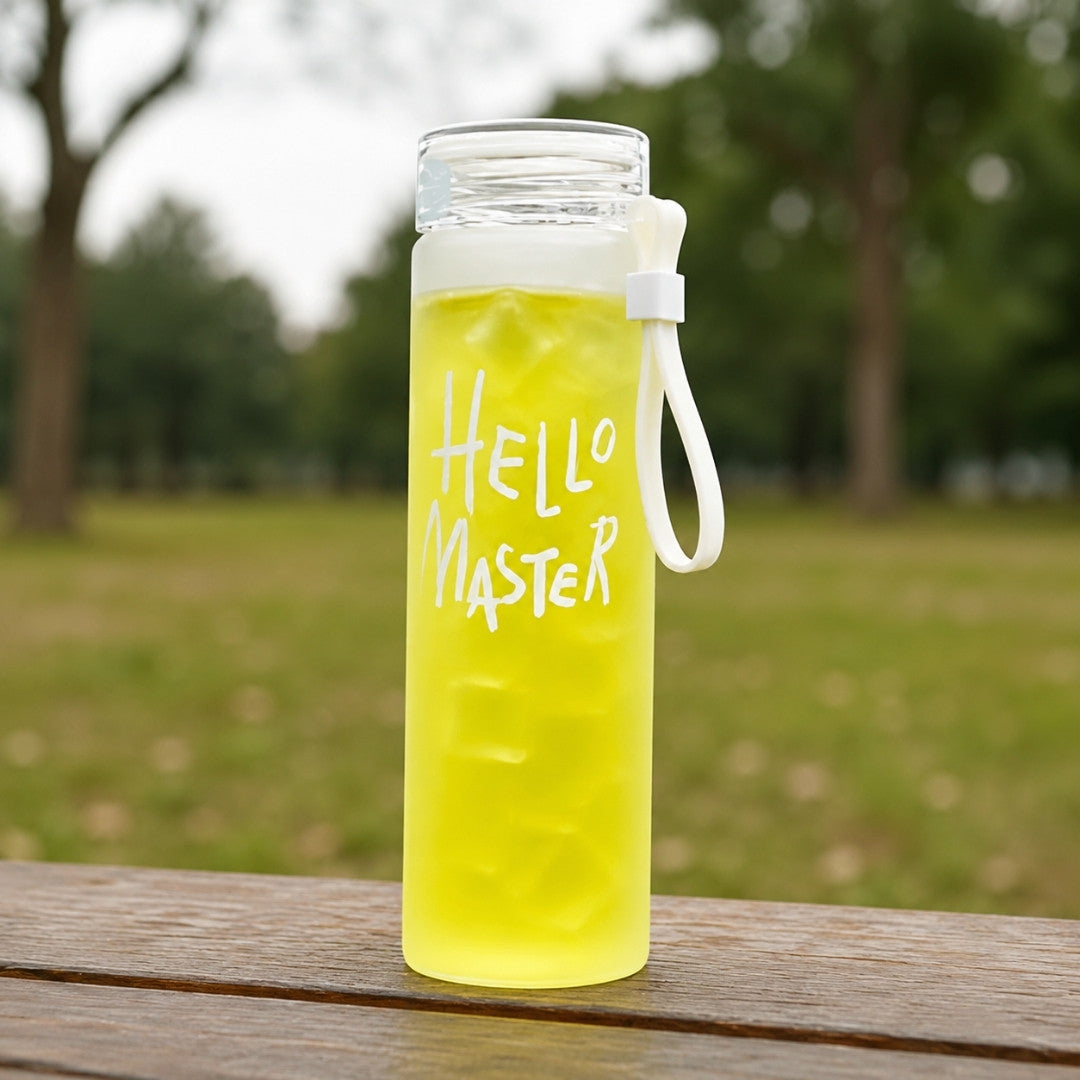 500ml Borosilicate Glass Water Bottle – Gradient Colors with Strap & Sleeve 500ml