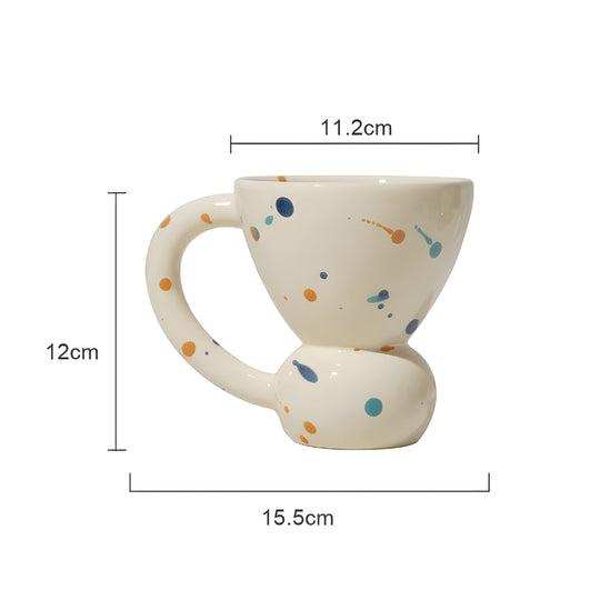 Hand-painted ceramic splash dot coffee mug with modern artistic design – 270ml