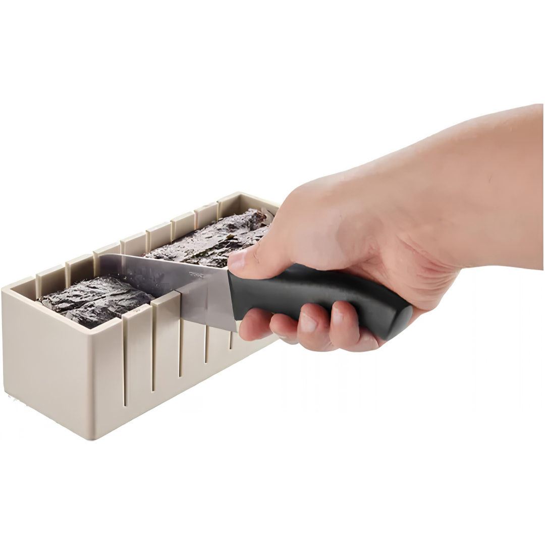 Livarno Home 13-piece complete sushi making kit featuring shape molds, a bamboo rolling mat, rice fork, and stainless steel knife, available for delivery in Lebanon.
