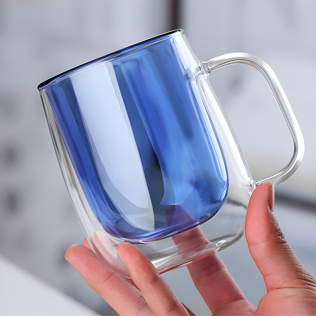 350ml Colored Double Wall Insulated Glass with Handle