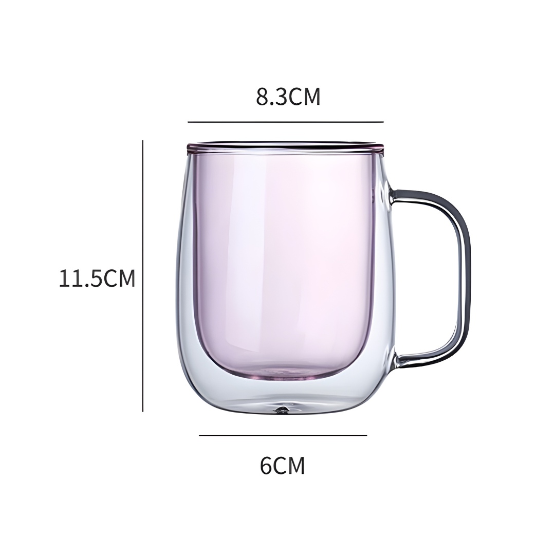 350ml Colored Double Wall Insulated Glass with Handle