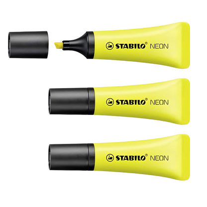 STABILO NEON YELLOW HIGHLIGHTER SET OF 3