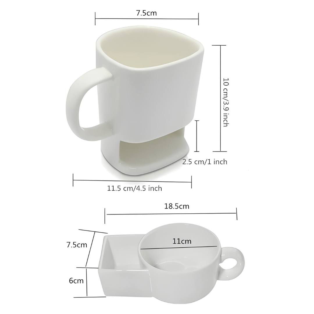 Bone china coffee mug with biscuit holder – 125ml or 180ml ceramic cup ideal for tea and coffee lovers in Beirut, Lebanon