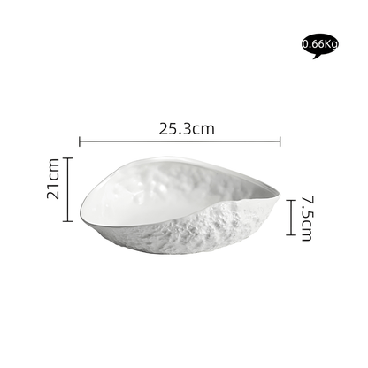 Textured Oval Ceramic Serving Plate – Minimalist Rock Design