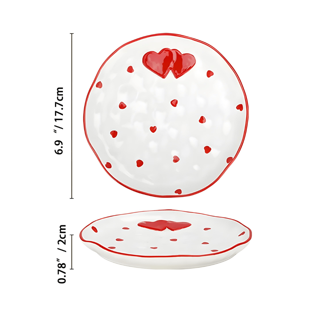 300ml ceramic heart mug with matching saucer plate – perfect for coffee, tea, or desserts in Beirut