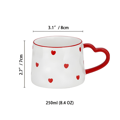 300ml ceramic heart mug with matching saucer plate – perfect for coffee, tea, or desserts in Beirut