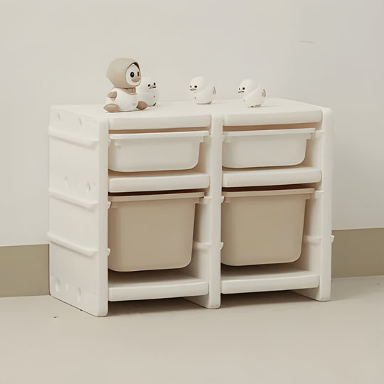 Speelgoedkast met 2 rijen, zijkast en afgedekte manden, 66,5 x 36,5 x 51 cm