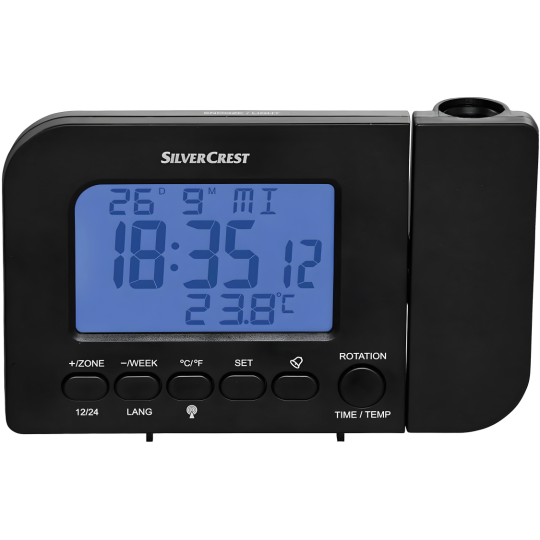 Wireless Projection Alarm Clock with temperature display and dual alarm – Black / White