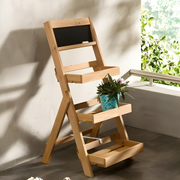 Livarno Home 3-tier wooden plant stairs natural brown – Beirut Lebanon