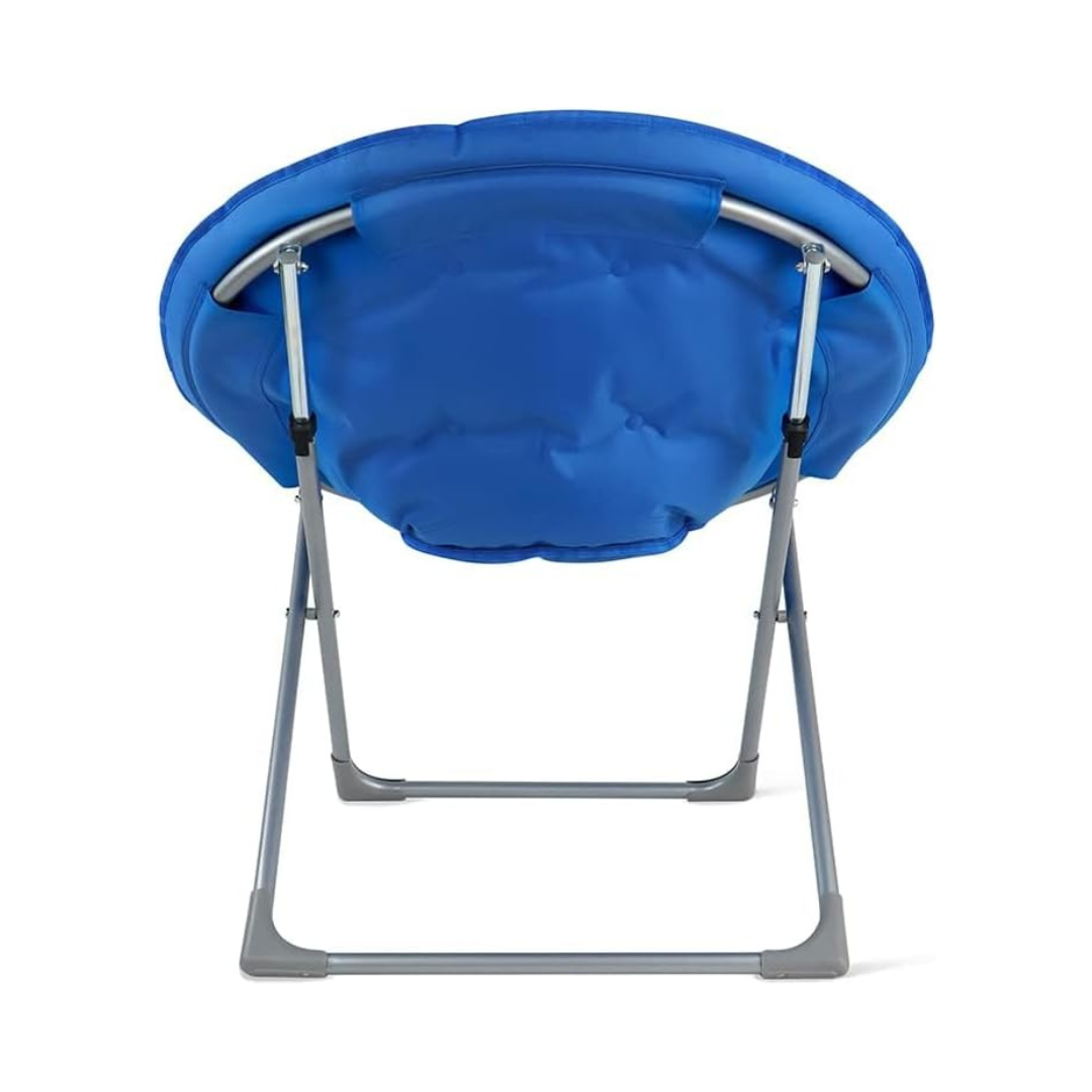 Amazon Basics Faux Fur Saucer Shaped Chair with Foldable Metal Frame , Blue