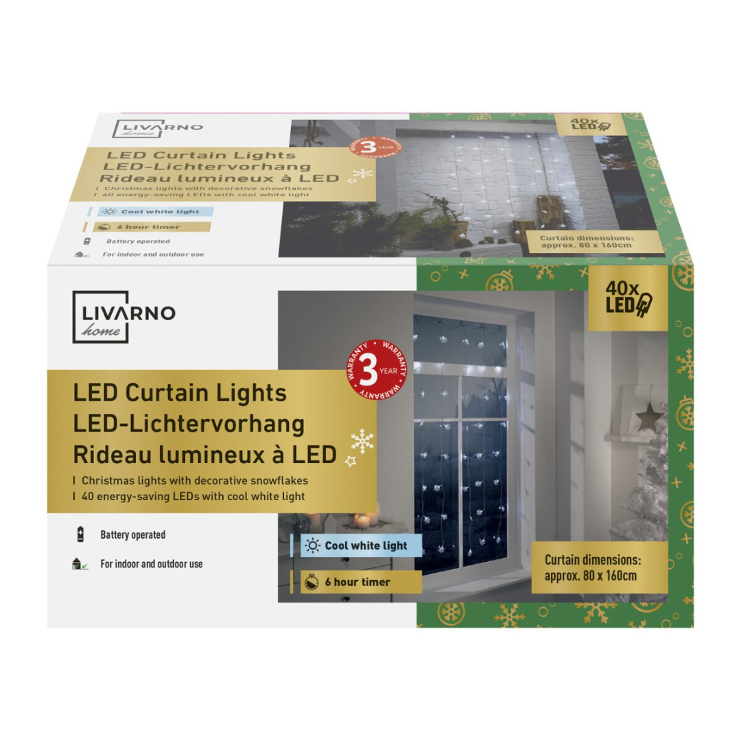 Livarno home LED Light Curtain , 40 LEDs , with timer Battery Operated