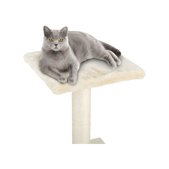 Zoofari 2-level cat tree with sisal posts and plush surfaces, size 87×36×36 cm. Ideal for climbing, scratching, and relaxing cats in Beirut, Lebanon.