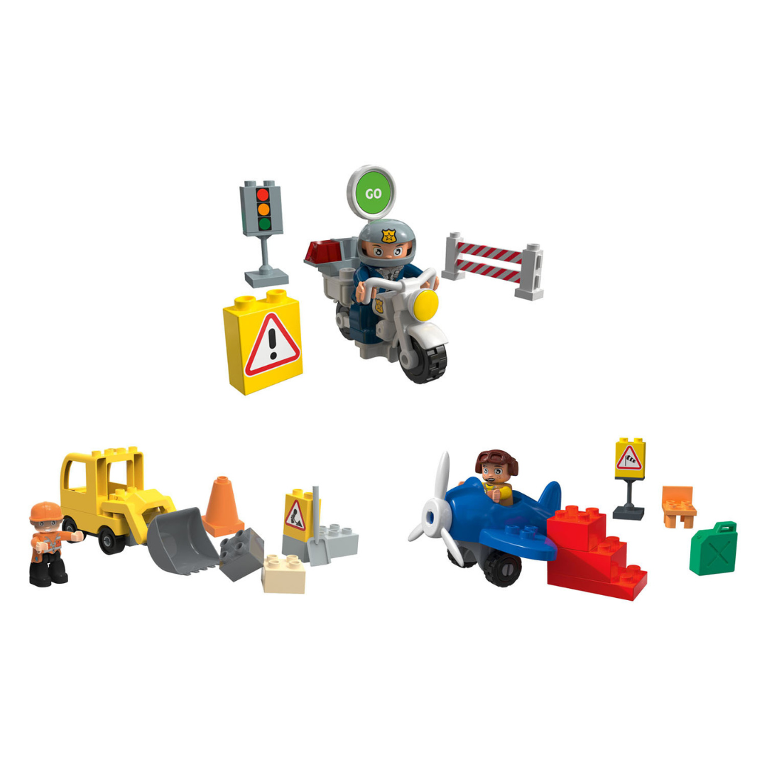 Playtive Clippys Playset Excavator Or Police Motor Cycle