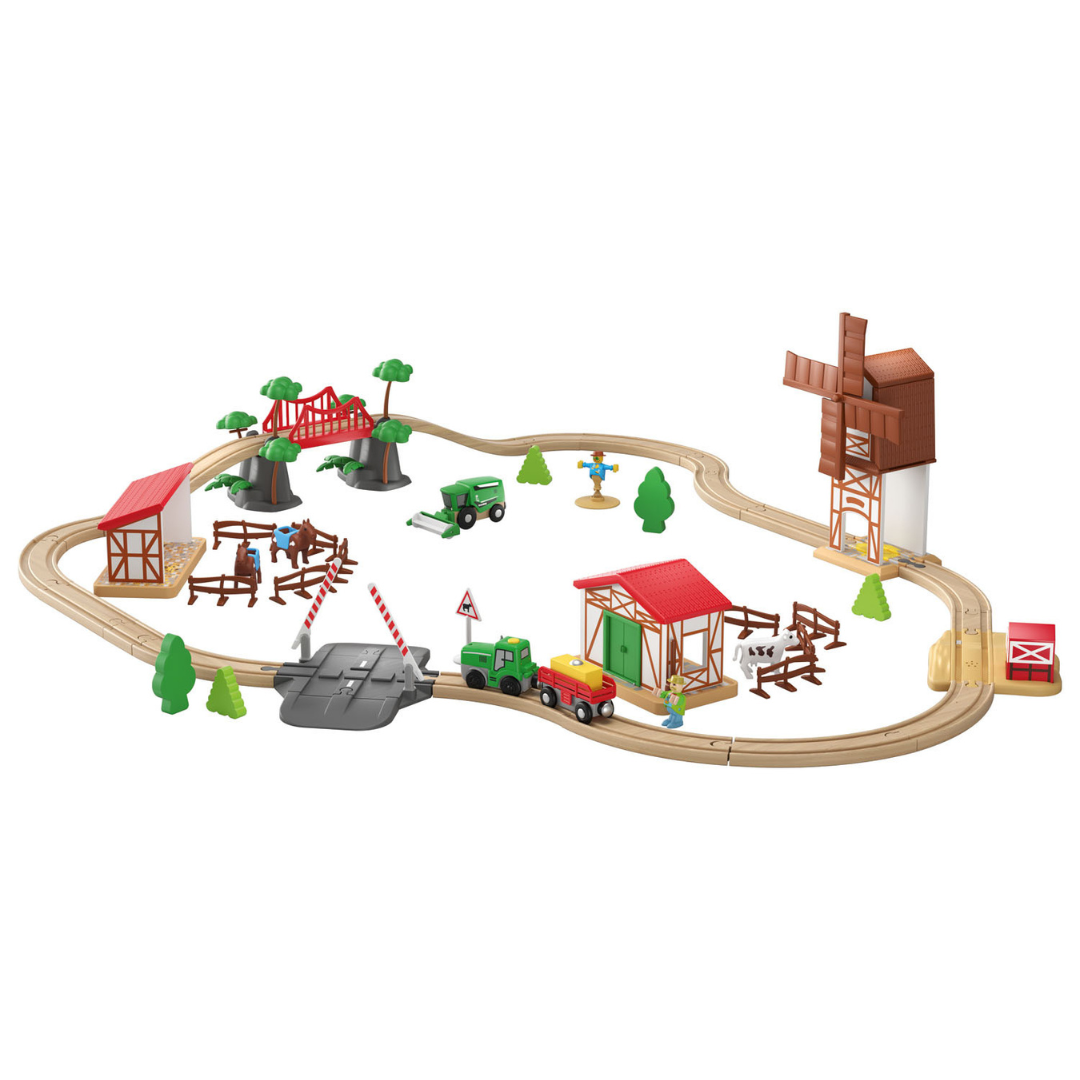 Playtive Wooden Railway Farm 56 Pieces 3M