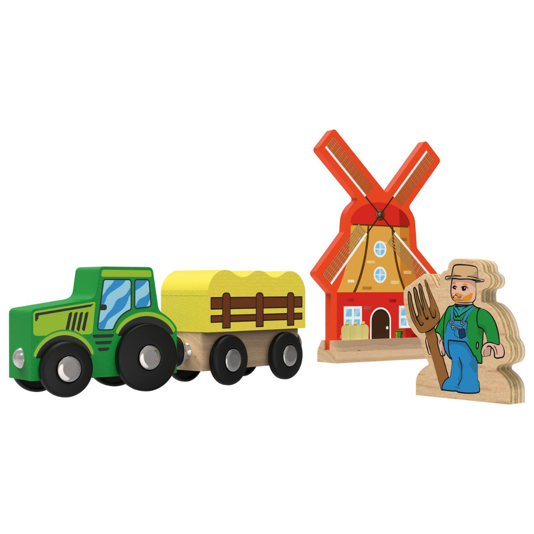 Playtive Farm Wooden Train Set 69 Pieces 4m