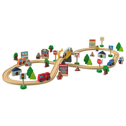 Playtive Wooden Train Set 57 Pieces 2.7m