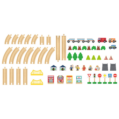 Playtive Wooden Train Set 57 Pieces 2.7m