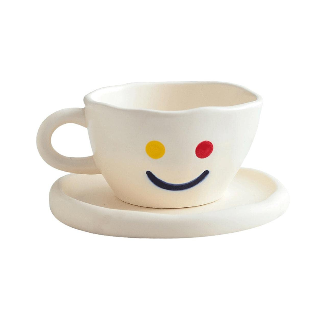 Ceramic Cup Korean Style Hand-Painted Yellow Smile 260ML