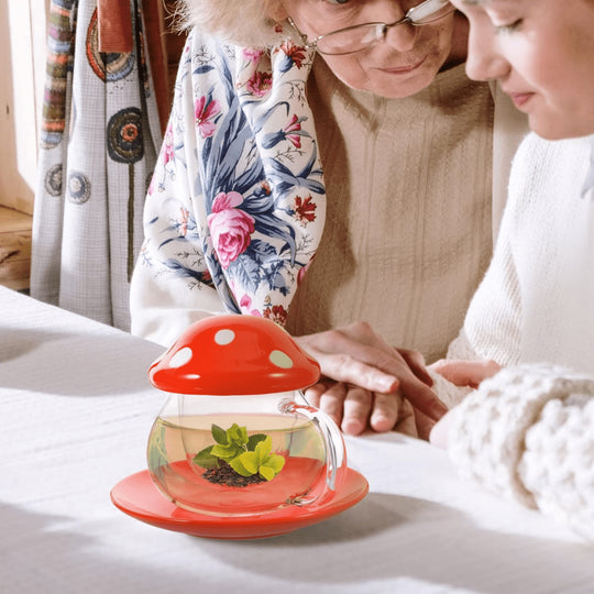 Bestseller Amazon Mashroom Mok met Schotel en Filter 290ML