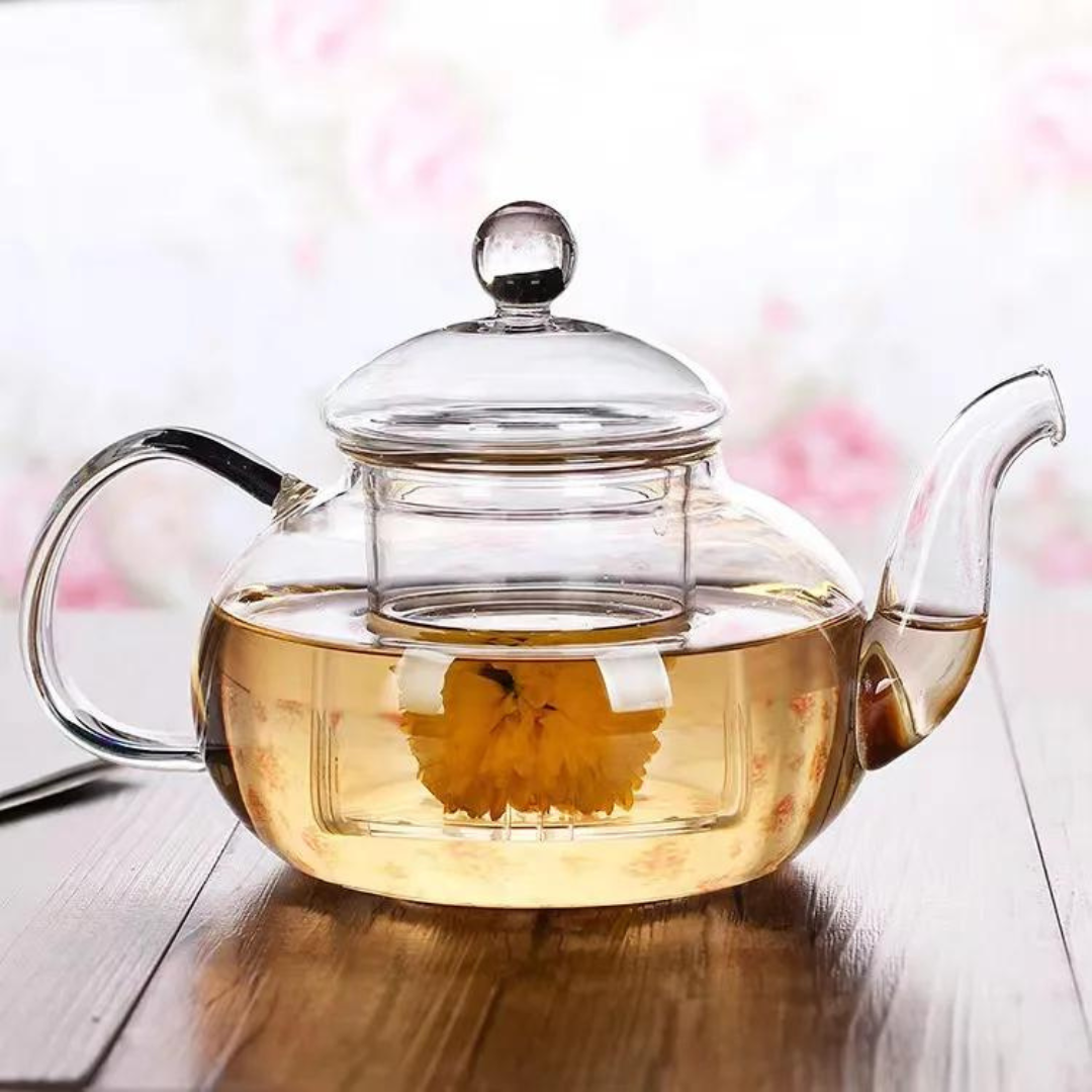 600ml Glass Tea Pot With Glass Cups Warmer High Borosilicate Glass