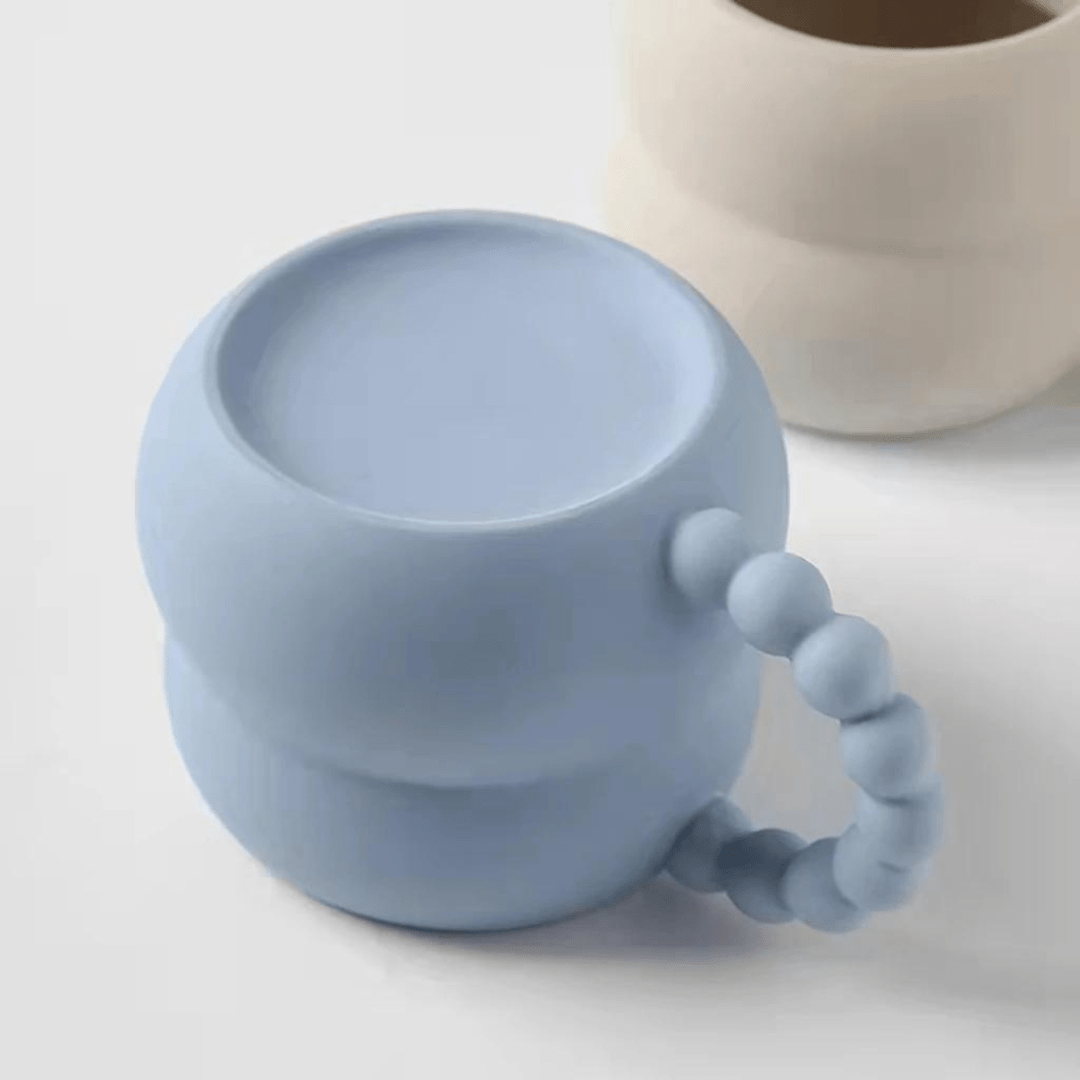 Blue ceramic coffee mug with beaded handle – Modern drinkware Lebanon