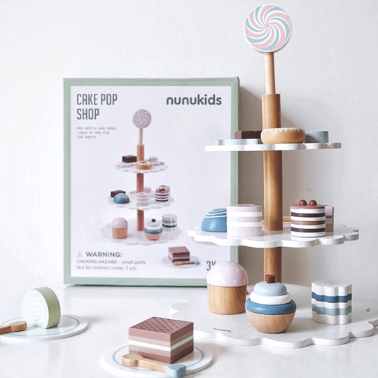 Wooden Montessori cake tower toy for kids in Beirut Lebanon, pastel stacking educational toy for learning and play
