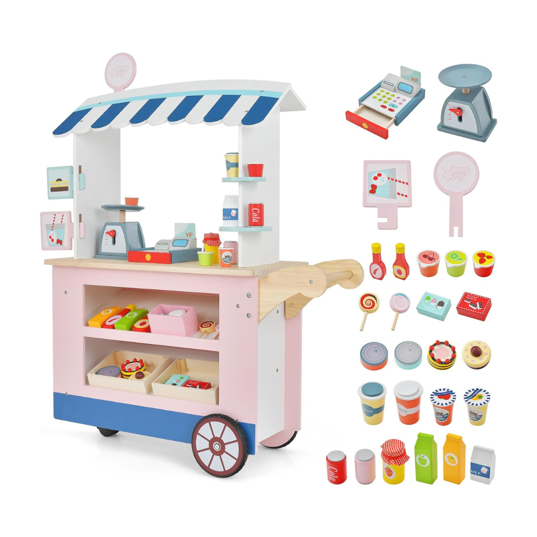 Happy Kids Wooden Supermarket Cashier Kitchen Full Set