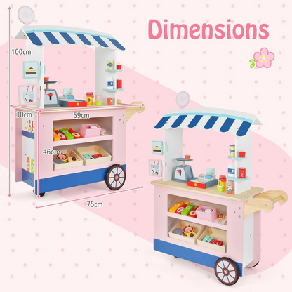 Happy Kids Wooden Supermarket Cashier Kitchen Full Set