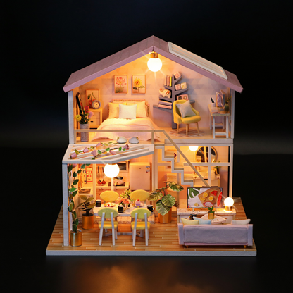 DIY Sweet Time Dollhouse Miniature Kit with Furniture And LED Light