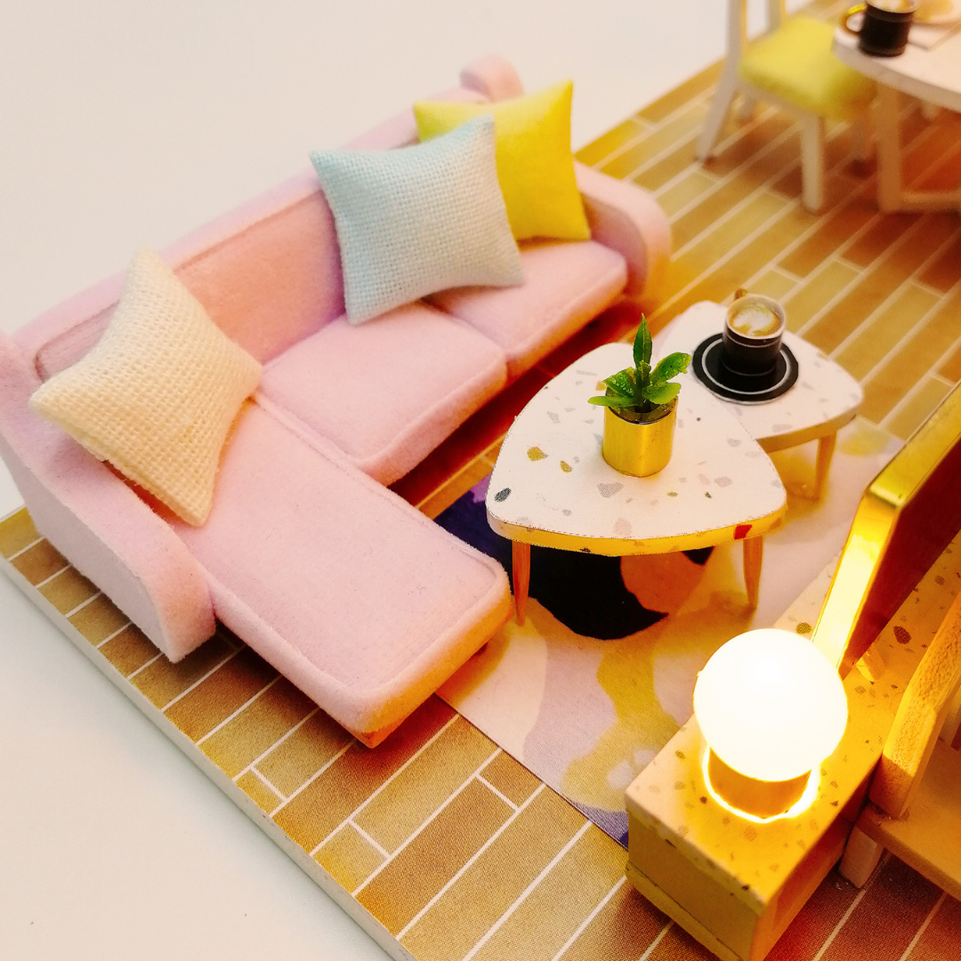 DIY Sweet Time Dollhouse Miniature Kit with Furniture And LED Light