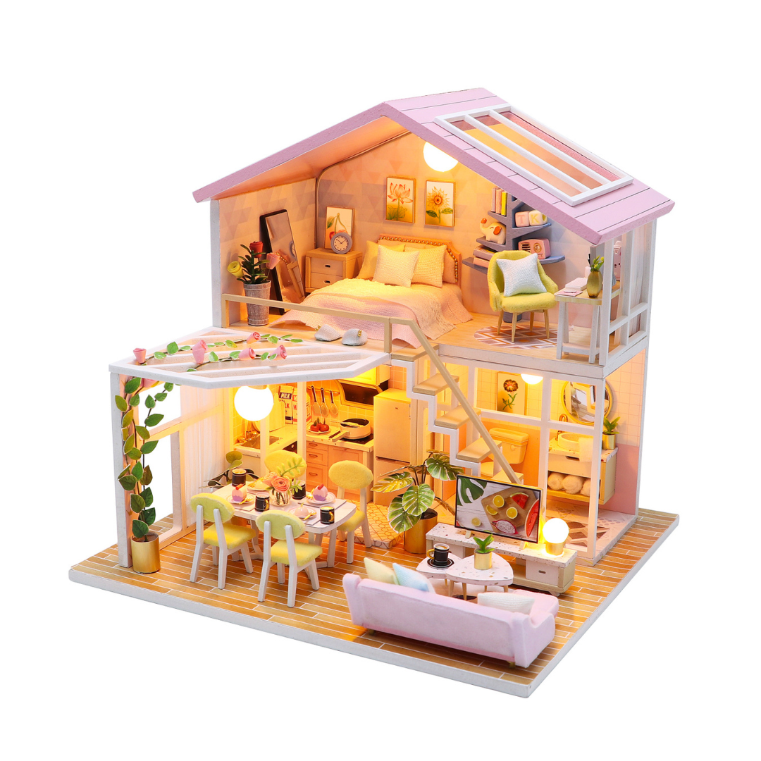 DIY Sweet Time Dollhouse Miniature Kit with Furniture And LED Light