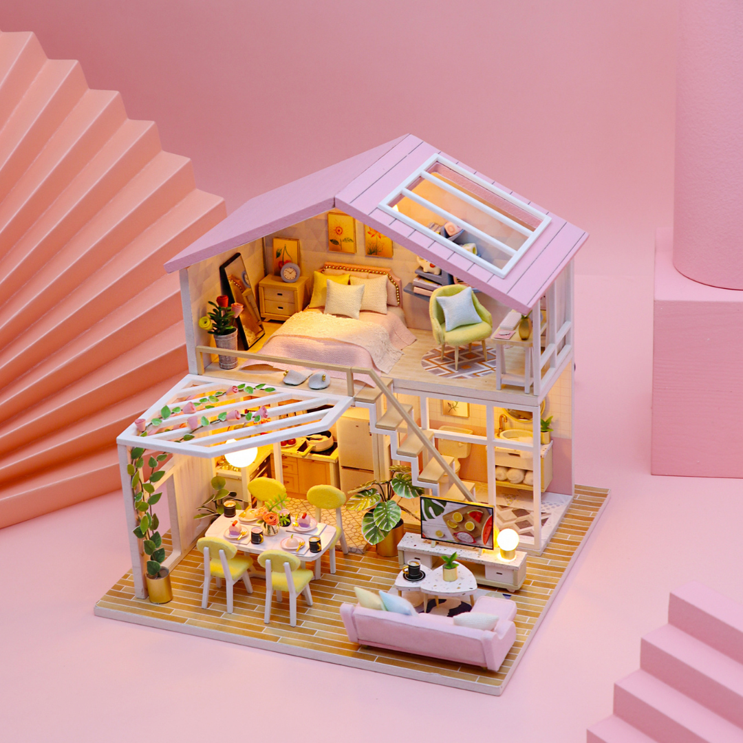 DIY Sweet Time Dollhouse Miniature Kit with Furniture And LED Light