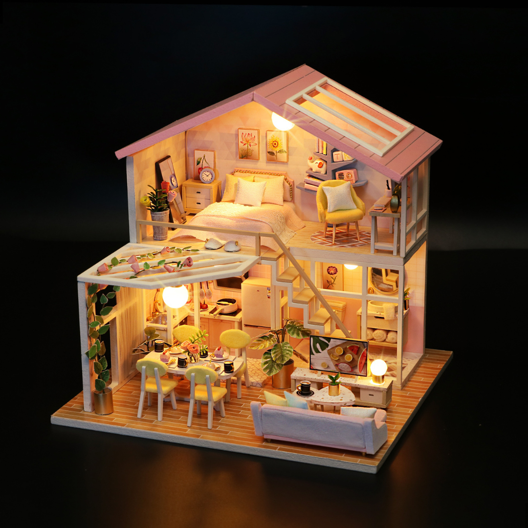 DIY Sweet Time Dollhouse Miniature Kit with Furniture And LED Light