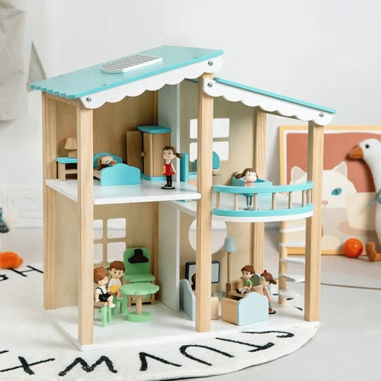 Wooden dollhouse villa with furniture set for kids – Beirut Lebanon