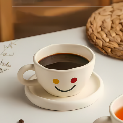 Ceramic Cup Korean Style Hand-Painted Yellow Smile 260ML