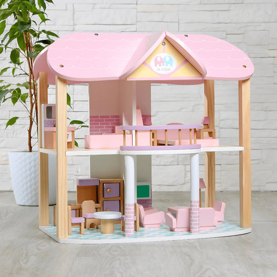 Children’s wooden dollhouse with full furniture and accessories – Beirut