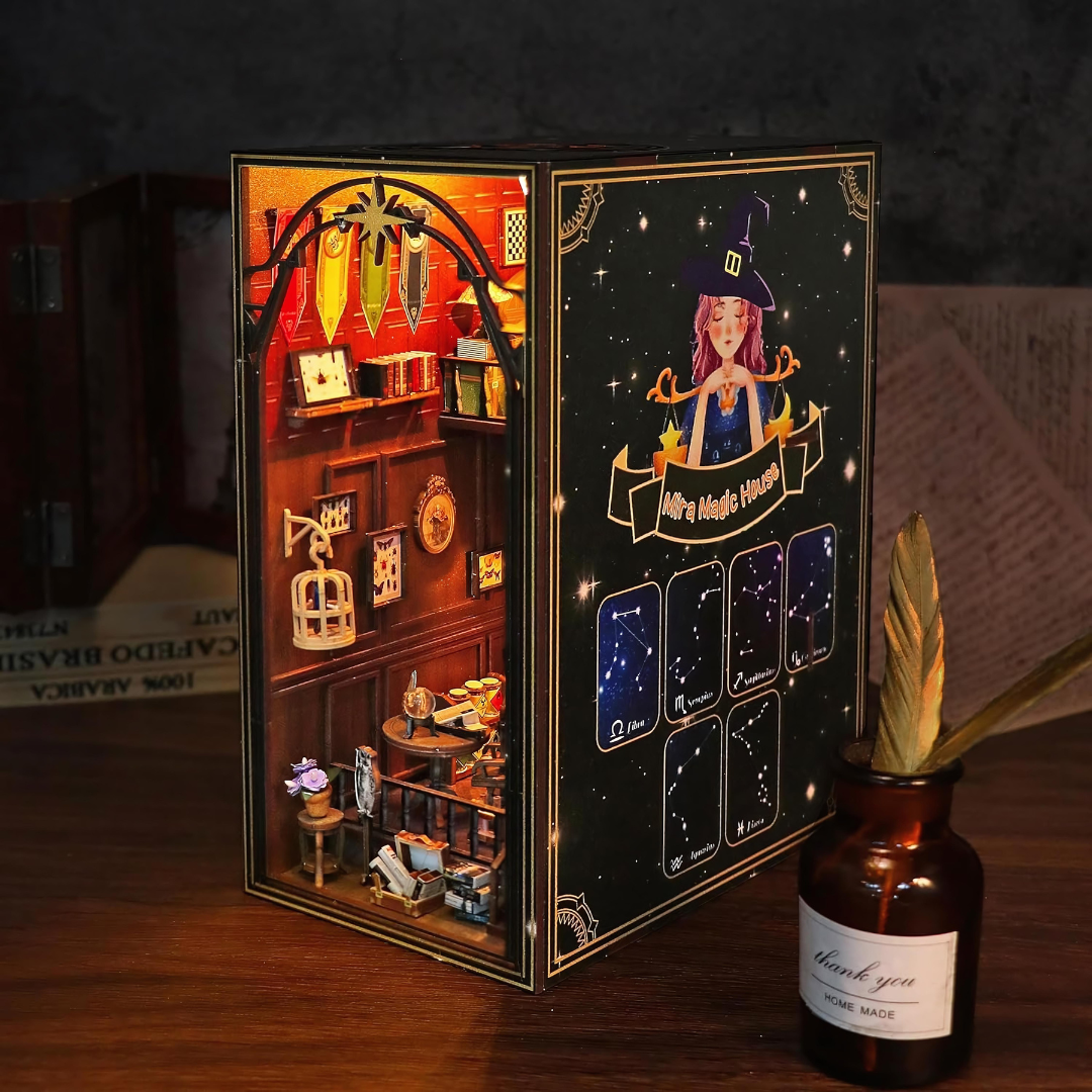 DIY Mira Magic House Book Nook miniature house kit Micro-book Decorative Model With Led Light