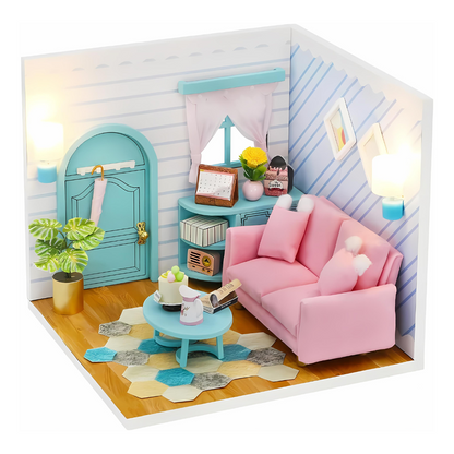 DIY Dollhouse Miniature with Furniture And Led Light