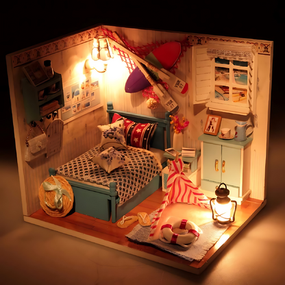 DIY Brandon's Room Miniature with Furniture And Led Light