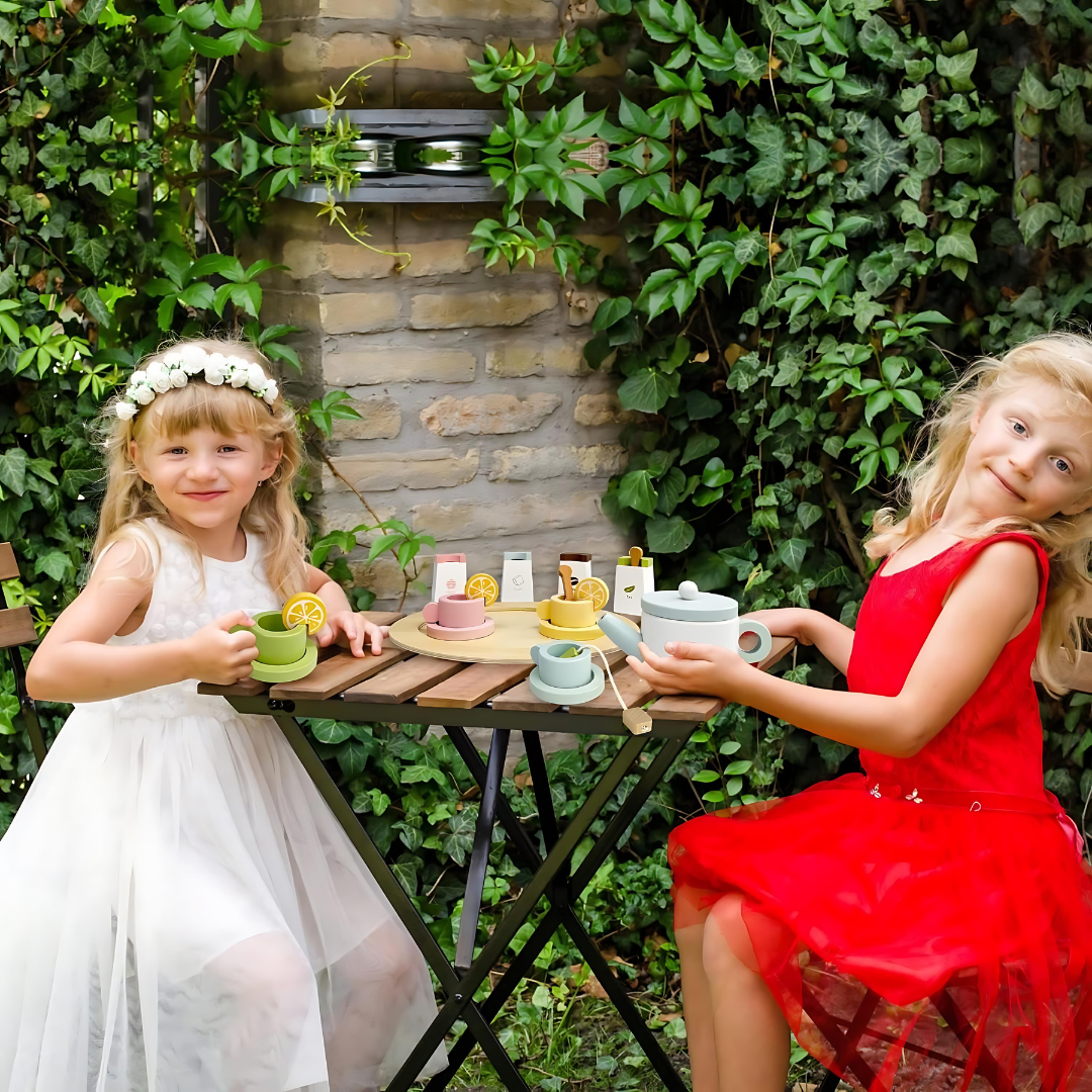 Wooden Play Kitchen Tea Set With Accessories