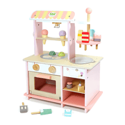 Wooden Ice Cream Shop Play Kitchen – Kids Dessert Stall Toy Set