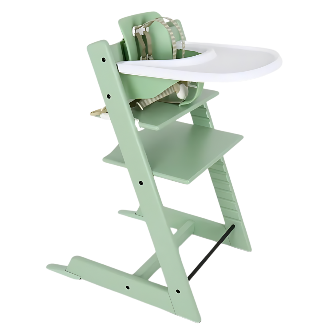 Beech Wood Adjustable Baby High Chair With Full Accessories